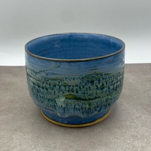 Mosquito Mud Pottery Bowl Ceramic Handmade Green Blue Clay Made in USA Gifts